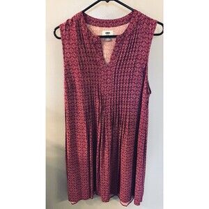Old Navy Womens Dark Pink  Sleeveless Pleated Dress Large NWOT